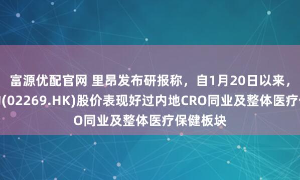 富源优配官网 里昂发布研报称，自1月20日以来，药明生物(02269.HK)股价表现好过内地CRO同业及整体医疗保健板块